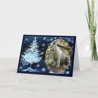 Carte de voeux blanche de Noël de tigre