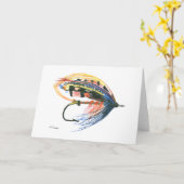 Carte de voeux blanche de pêche à la volée (Fleur jaune)