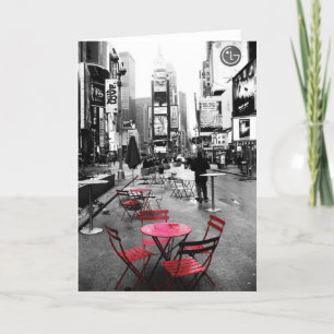 Carte de voeux blanche de Times Square et rouge