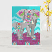 Carte de voeux blanche du festival Elephant (Fleur jaune)