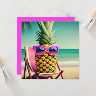 Carte de voeux blanche en ananas baisé Sun