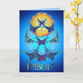 Carte de voeux blanche Imbolc Papillons (Fleur jaune)