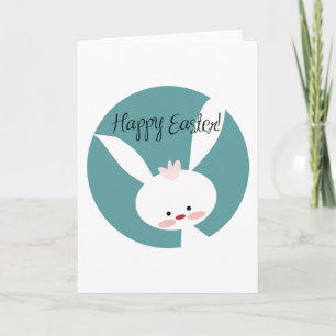 Carte de voeux blanche lapin de Pâques