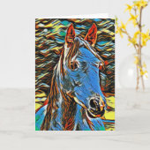 Carte de voeux blanche Mystic Horse (Fleur jaune)