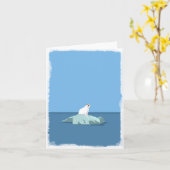 Carte de voeux blanche Ours polaire (Fleur jaune)