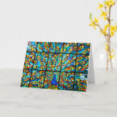 Carte de voeux blanche Peacock en verre tendu (Fleur jaune)