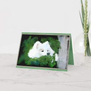 Carte de voeux blanche personnalisée ; Samoyed in