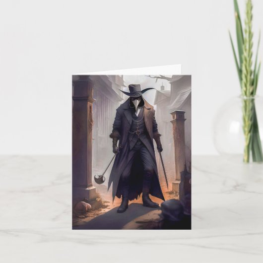 Carte de voeux blanche "Plague Doctor" (Devant)
