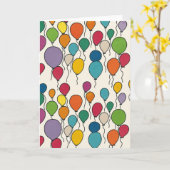 Carte de voeux blanche pour ballons d'anniversaire (Fleur jaune)
