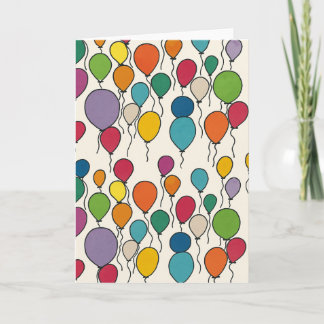 Carte de voeux blanche pour ballons d'anniversaire