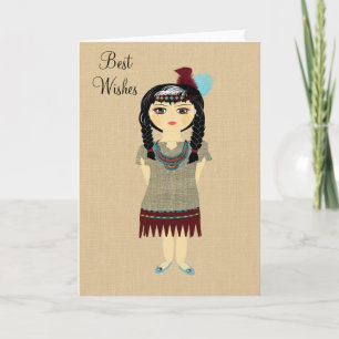 Carte de voeux blanche pour fille indienne mignonn