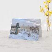 Carte de voeux blanche pour le paysage de la plage (Fleur jaune)