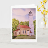Carte de voeux blanche pour le phare de Cana Islan (Fleur jaune)