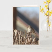 Carte de voeux blanche pour un petit oiseau (Fleur jaune)