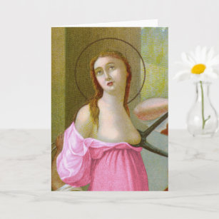 Carte de voeux blanche rose St. Agatha (M 003)