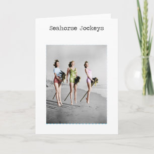 Carte de voeux blanche Seahorse Jockeys