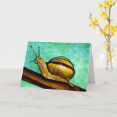 Carte de voeux blanche Snail 1 (Fleur jaune)