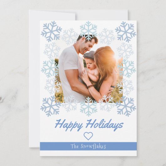 Carte de vœux blanche Snowflake Joyeuses Fêtes (Devant)