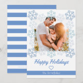 Carte de vœux blanche Snowflake Joyeuses Fêtes (Devant / Derrière)