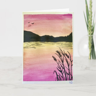Carte de voeux blanche Sunset Lake