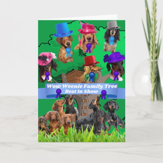 Carte de voeux blanche Weenie Dog Family Tree (Devant)