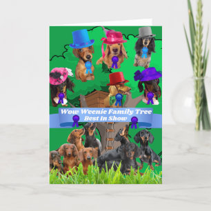 Carte de voeux blanche Weenie Dog Family Tree