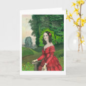 Carte de voeux BLank Femme dans le paysage de robe (Fleur jaune)