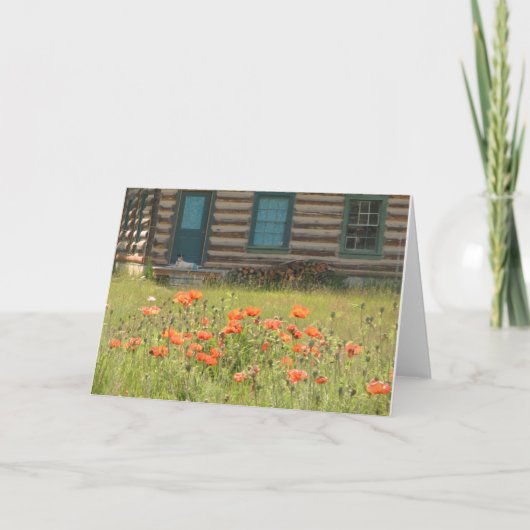 Carte de voeux Blank Inside Dog and Poppies (Devant)