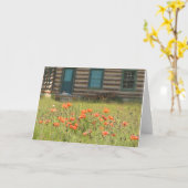 Carte de voeux Blank Inside Dog and Poppies (Fleur jaune)