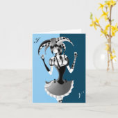 Carte de vœux bleu clair drôle Bouffon (Fleur jaune)