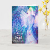 Carte de vœux Bleu Éthéré Ange toujours présent (Fleur jaune)