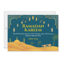 Carte de voeux bleu foncé Ramadan Moubarak