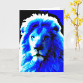Carte de voeux bleu Lion Head (Fleur jaune)