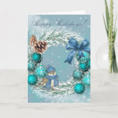 Carte de vœux Bleu Noël Joyeuses Fêtes (Devant)