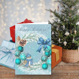 Carte de vœux Bleu Noël Joyeuses Fêtes