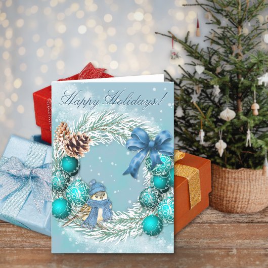 Carte de vœux Bleu Noël Joyeuses Fêtes