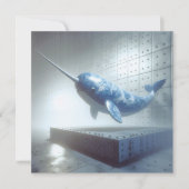 Carte de voeux bleu Porcelain Narwhal (Devant)