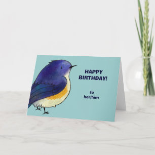 Carte de voeux bleue de birdie (personnalisable)