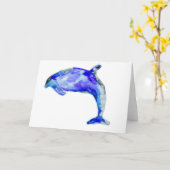 Carte de voeux bleue de dauphin (Fleur jaune)