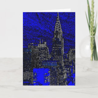 Carte de voeux bleue de New York City d'art de