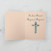 Carte de voeux bleue de Pâques de croix de fleur (Intérieur)