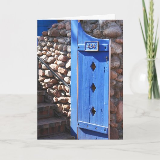 Carte de voeux bleue de porte (Devant)