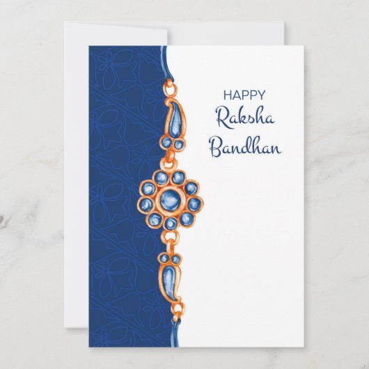 Carte de voeux bleue et blanche Raksha Bandhan (Devant)