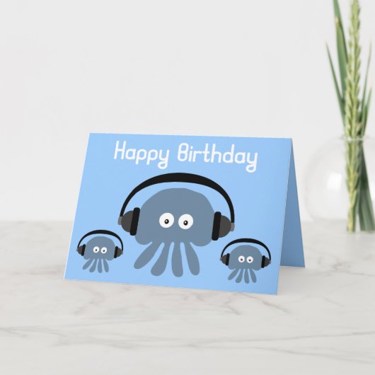 Carte de voeux bleue géniale d'anniversaire du DJ (Devant)