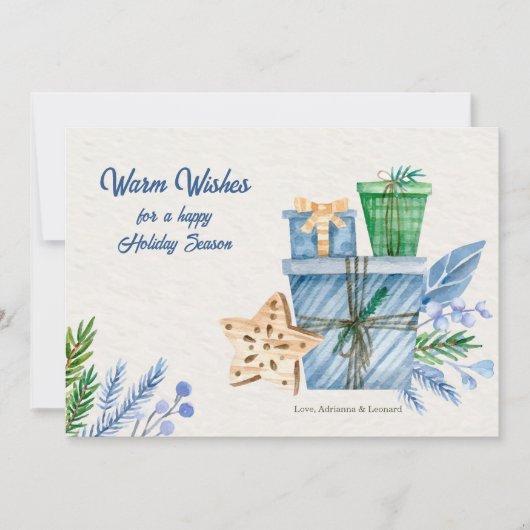 Carte de vœux bleue pour la période des fêtes (Devant)