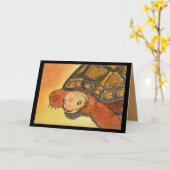 Carte de voeux bleue Tortoise du désert (Fleur jaune)