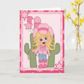 Carte de voeux blonde de cow-girl (Fleur jaune)