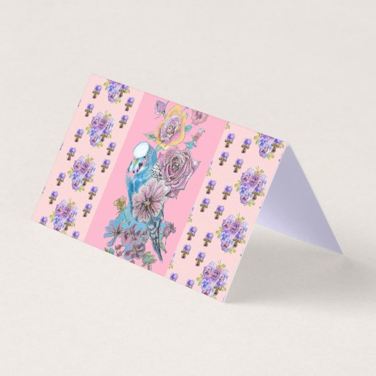 Carte de voeux Blue Budgie Bird Rose Rose Rose Lov (Front)