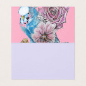 Carte de voeux Blue Budgie Bird Rose Rose Rose Lov (Inside Unfolded)