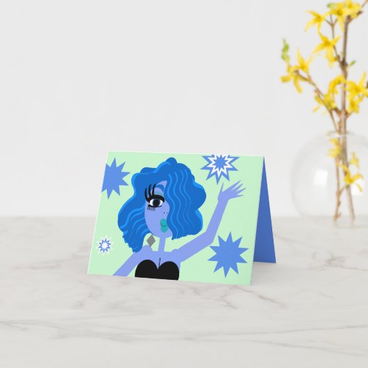 Carte de voeux Blue Diva (Fleur jaune)